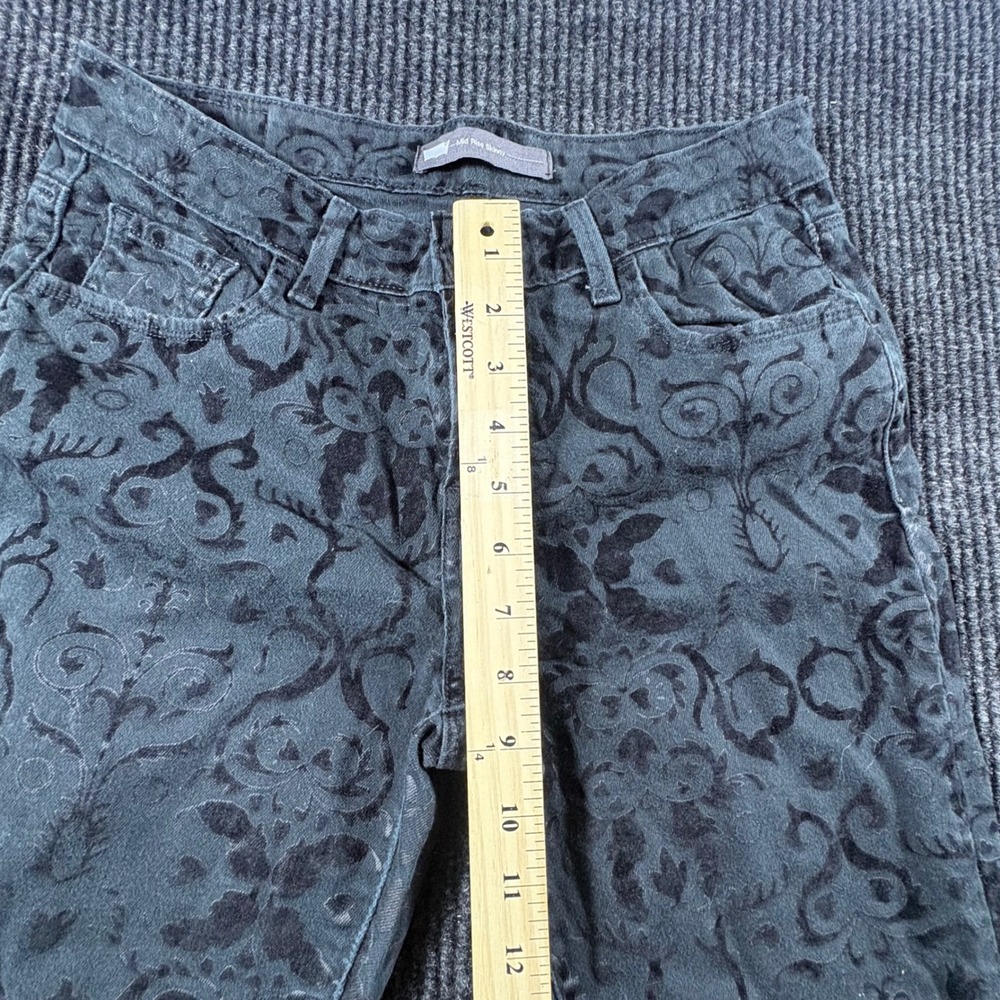 Levi's Jeans Womens 28 Black Mid Rise Skinny Flocked Damask Velvet Baroque Tonal - Picture 6 of 11